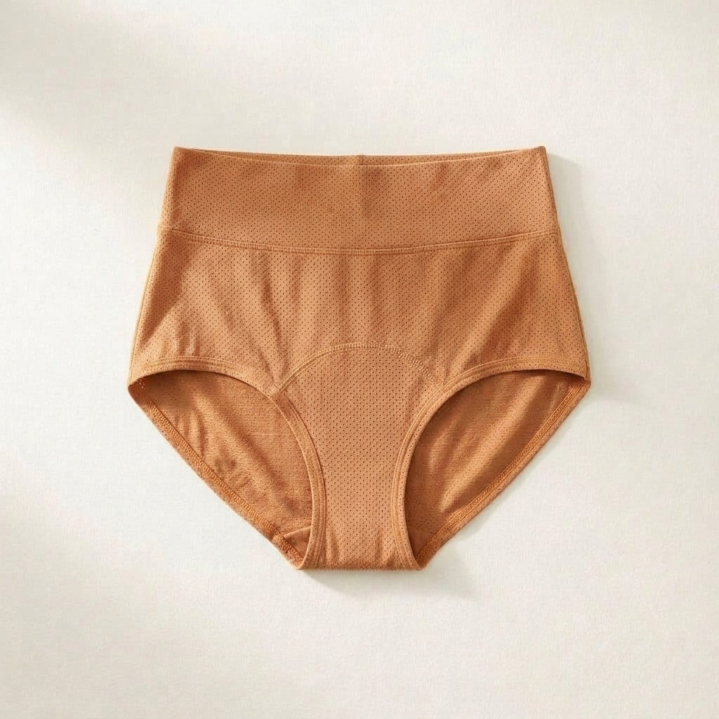 Culotte anti-fuites taille haute — Caramel orangé