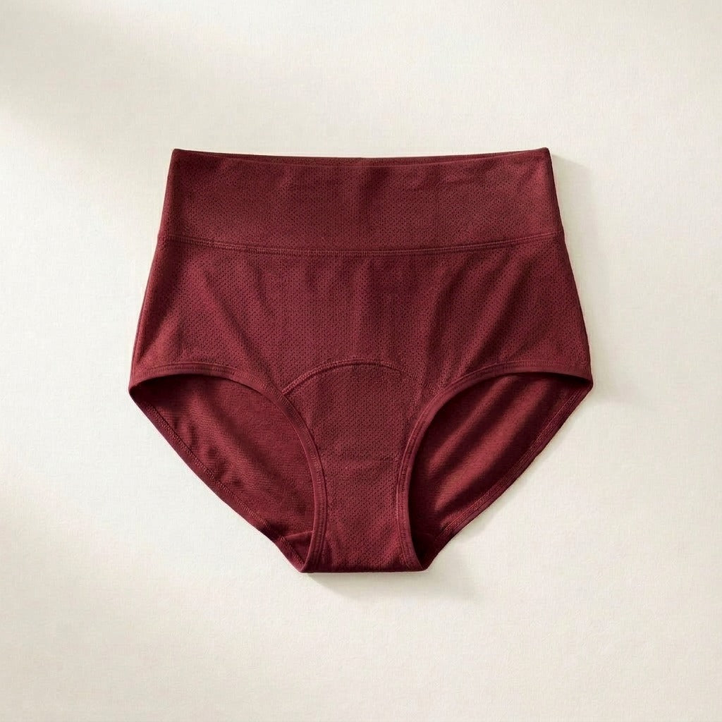 Culotte anti-fuites taille haute — Rouge lave